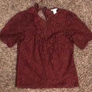Burgundy lace top with cami attached